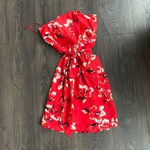 Red floral dress